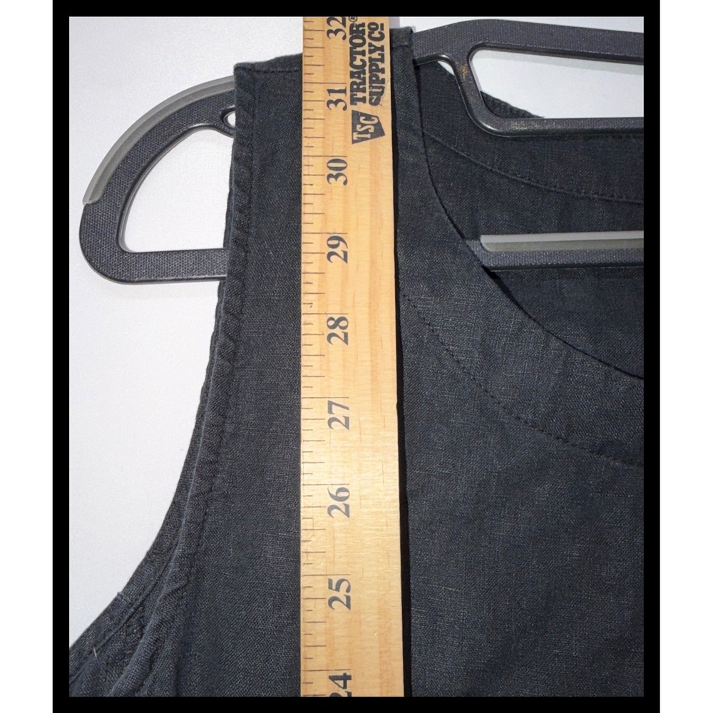 Pure Jill Linen Dress Womens XL Black Sleeveless Tie Back Lagenlook Shift - Picture 5 of 7